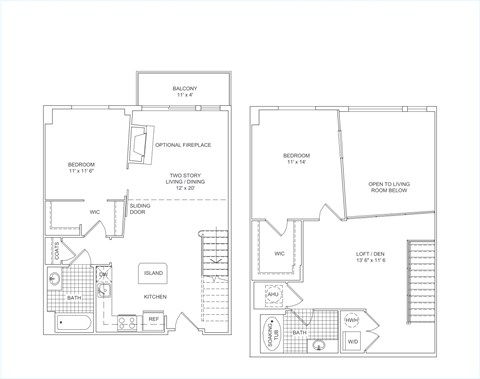 Floor plan for 2 beds, 2 baths, 1277 sqft